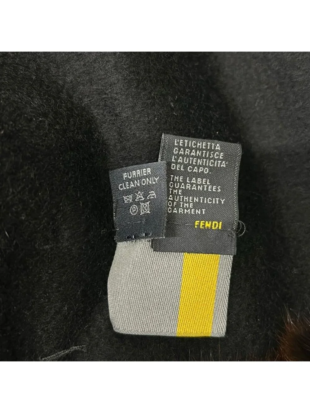 Fendi Shawl Black Dark Brown Cashmere Fur Scarf